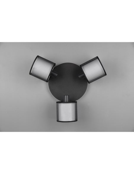 Spot 3xE14 max 28W métal noir mat et organza fumé - Trio - Burton