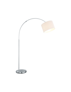 TRIO Hotel – Lampadaire E27 max. 60W, abat-jour tissu blanc, hauteur réglable 150-215 cm, nickel mat