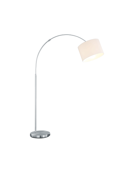 TRIO Hotel – Lampadaire E27 max. 60W, abat-jour tissu blanc, hauteur réglable 150-215 cm, nickel mat