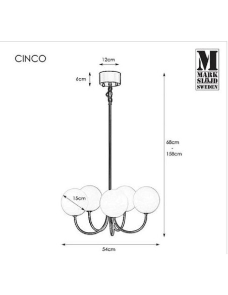 Suspension Led 5 sources lumineuses Cinco - Markslöjd Leluminaireled.com