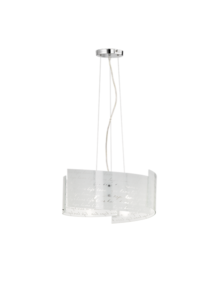 Trio Signa – Suspension 3xE27, design moderne avec verre satiné et message décoratif, Ø 50 cm