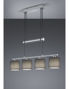 Trio Garda – Suspension 4 lumières, réglable en hauteur, E14, nickel mat et tissu gris (ampoules non incluses) 2
