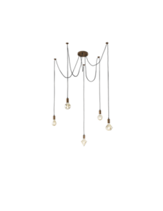 Trio Cord – Suspension 5 lumières avec douilles cuivre ancien, 5x E27 max. 60W (non incluses)