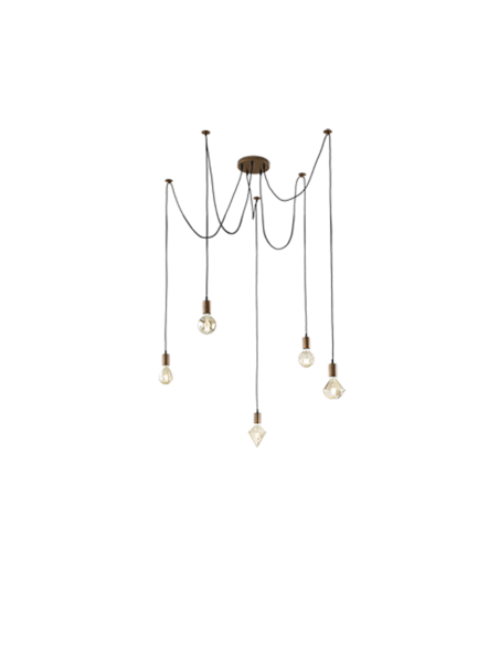 Trio Cord – Suspension 5 lumières avec douilles cuivre ancien, 5x E27 max. 60W (non incluses)