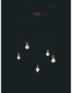 Trio Cord – Suspension 5 lumières avec douilles cuivre ancien, 5x E27 max. 60W (non incluses) 2