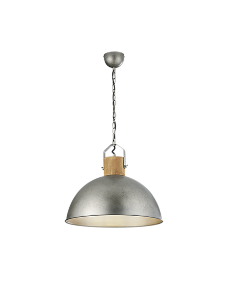 Trio Delhi – Suspension bois et métal nickel antique, 1x E27 max. 60W (non incluse)