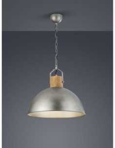 Trio Delhi – Suspension bois et métal nickel antique, 1x E27 max. 60W (non incluse) 2