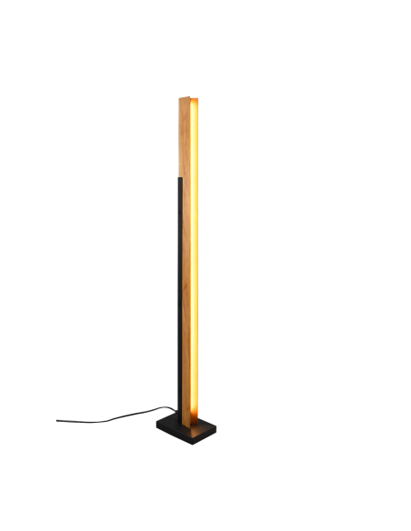 TRIO Kerala – Lampadaire LED design bois naturel et métal noir mat