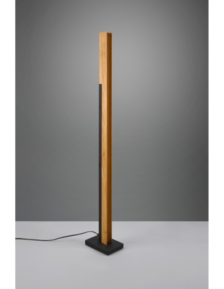 Lampadaire LED tactile dimmable bois naturel/noir mat 16W 3000K 1950lm - Trio - Kerala