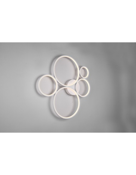 Plafonnier LED 49W 3000K blanc mat 5 anneaux dimmable - Trio - Rondo