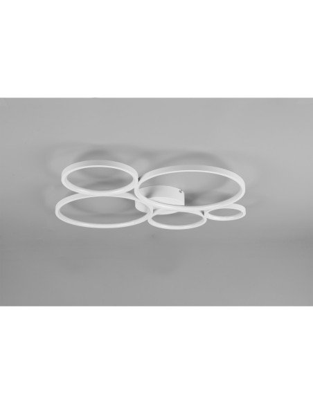 Plafonnier LED 49W 3000K blanc mat 5 anneaux dimmable - Trio - Rondo