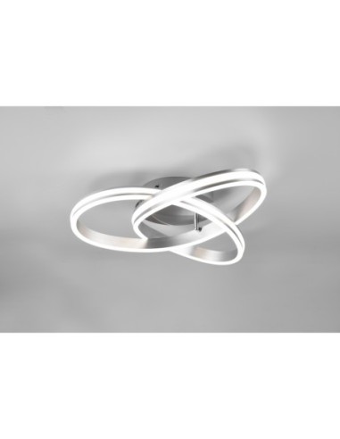 Plafonnier LED 58W 3 températures de couleur nickel mat - Trio - Nuria