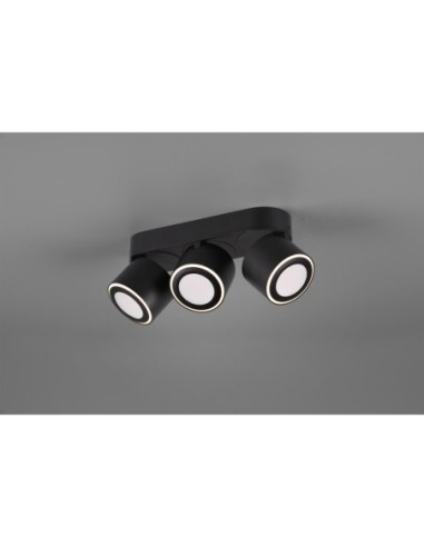 Plafonnier LED, 3x450lm 3000K,  noir mat - Trio - Taurus