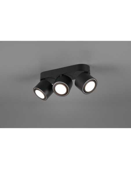 Plafonnier LED, 3x450lm 3000K,  noir mat - Trio - Taurus