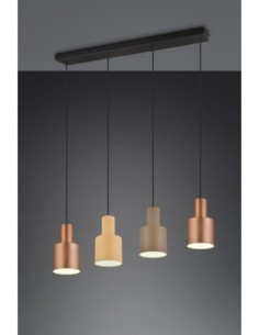 TRIO Agudo – Suspension 4x E27, design minimaliste aux abat-jour multicouleurs, métal taupe élégant 2