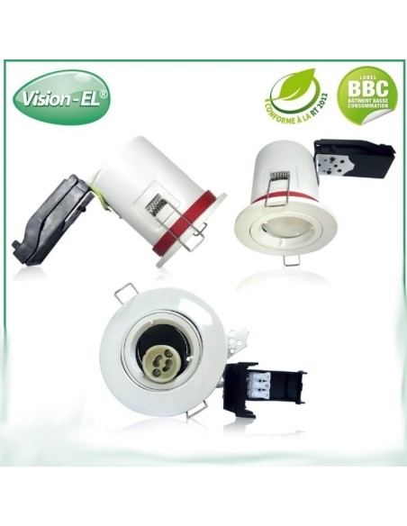 Support spot Led Gu10 orientable BBC rond blanc - Luminance Leluminaireled.com