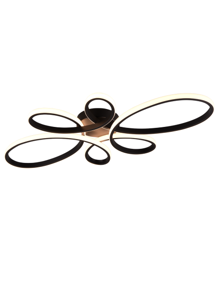 Trio Fly – Plafonnier LED design incurvé, 3900 lm, variateur 3 intensités, finition noire mate