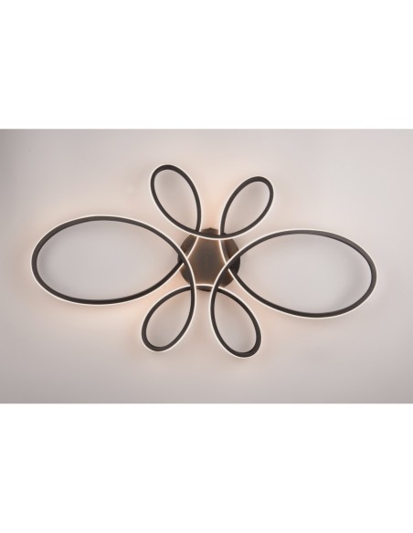 Plafonnier LED 3000K noir mat, variateur SWITCH intégré - Trio - Fly