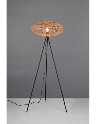 Trio Hedda – Luminaire déco avec abat-jour en fibres naturelles, interrupteur à pied, style éco-chic