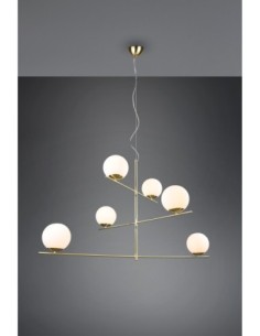 Trio Pure – Suspension élégante 6xE14, max 28W, design minimaliste en laiton mat et verre blanc 2