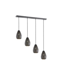 Trio Onyx – Suspension 4 lumières LED compatible E27, max 42W design géométrique anthracite et intérieur doré