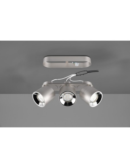 Plafonnier 3 spots GU10 orientables métal nickel mat - Trio - Guayana