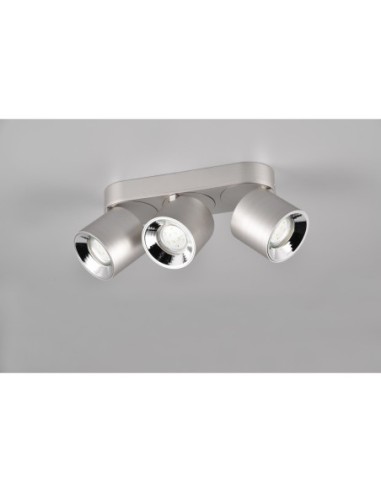 Plafonnier 3 spots GU10 orientables métal nickel mat intérieur | Trio