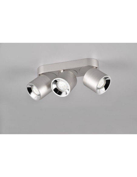 Plafonnier 3 spots GU10 orientables métal nickel mat - Trio - Guayana