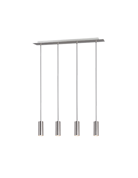 Trio Marley – Suspension 4x GU10 réglable, design minimaliste en nickel mat, largeur 75 cm