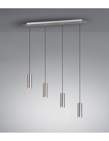 Trio Marley – Suspension linéaire 4 lumières GU10, nickel mat, idéale pour salle à manger