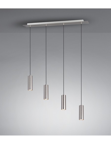 Trio Marley – Suspension linéaire 4 lumières GU10, nickel mat, idéale pour salle à manger