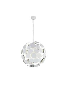 Trio Discalgo – Suspension 6xE14 Max 40W, design pissenlit moderne blanc mat et argent