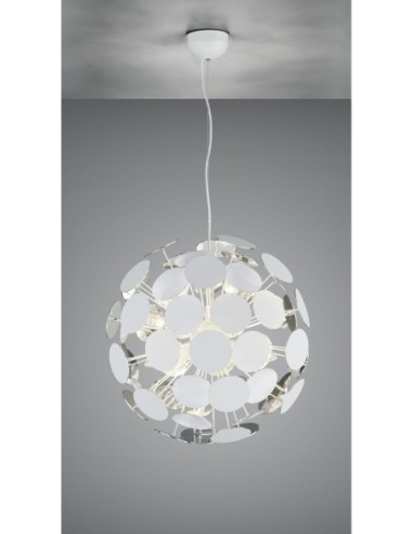 Trio Discalgo – Luminaire suspendu créatif 6 lumières, ambiance lumineuse nuancée, plastique blanc mat
