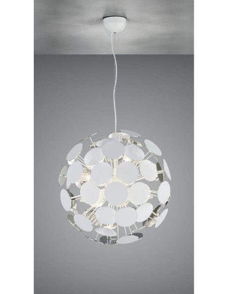 Trio Discalgo – Luminaire suspendu créatif 6 lumières, ambiance lumineuse nuancée, plastique blanc mat