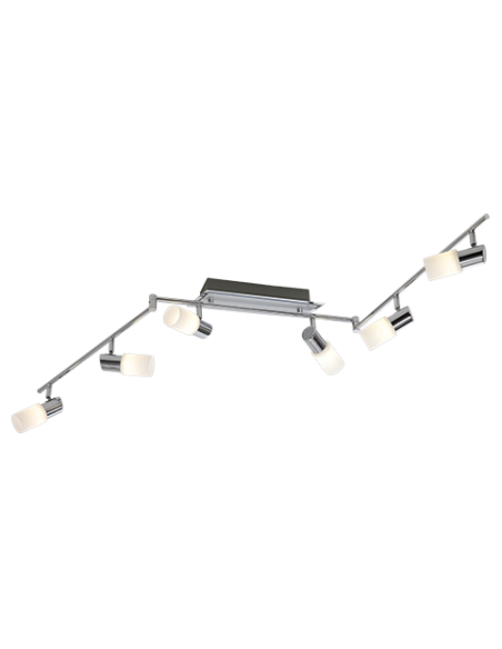 Trio Clapton – Spot LED 6x4,3W, orientable, lumière chaude 3000K, finition chrome mat