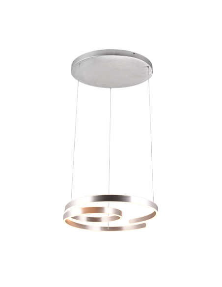 Trio Marnie – Suspension LED 68W en spirale, 8000lm, aluminium brossé