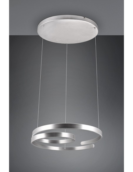 Suspension Led 68W dimmable 8000lm design spiralée aluminium brossé  Trio - Marnie