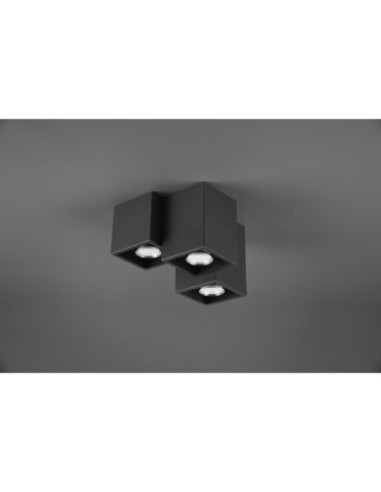 Trio Fernando – Plafonnier design noir mat, économie d’énergie jusqu’à 80 % avec LED