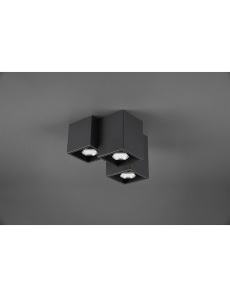 Trio Fernando – Plafonnier design noir mat, économie d’énergie jusqu’à 80 % avec LED