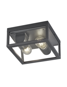 Trio Garonne – Plafonnier extérieur 2xE27, design élégant en verre transparent