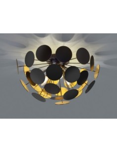 Trio Discalgo – Plafonnier design avec 3 disques noirs et dorés, diamètre 54 cm 2