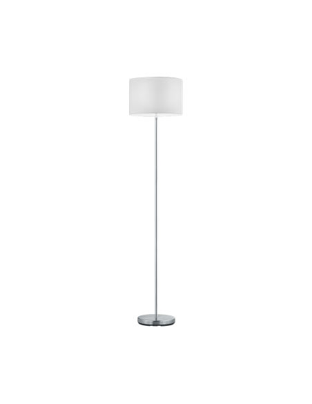 Trio Hotel – Lampadaire élégant avec abat-jour en tissu blanc et structure nickel mat