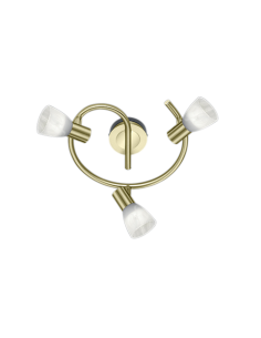 Trio Levisto – Spot plafond 3 lumières LED avec bras spiralé en laiton mat