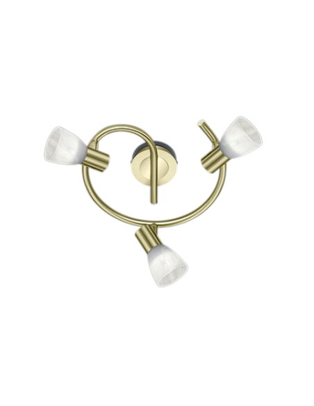 Trio Levisto – Spot plafond 3 lumières LED avec bras spiralé en laiton mat