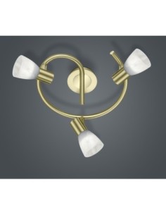 Trio Levisto – Spot plafond 3 lumières LED avec bras spiralé en laiton mat 2