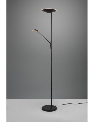 Trio Brantford – Lampadaire moderne noir mat, lumière personnalisable et bras de lecture indépendant