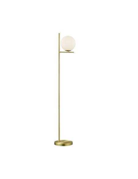 Trio Pure – Lampadaire design 1xE14, laiton mat et verre blanc opale, hauteur 150 cm