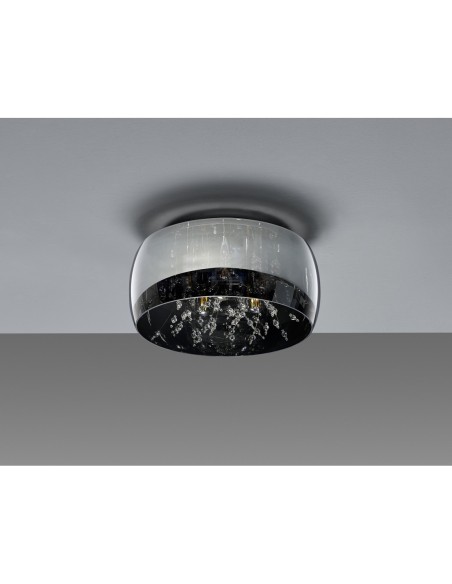 TRIO Crystel – Plafonnier 3xE14, chrome vaporeux et verre transparent, ambiance chic et scintillante