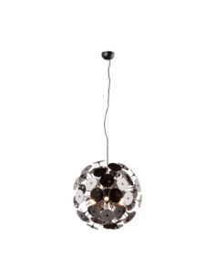 TRIO Discalgo – Suspension 6xE14, max. 40W, design effet pissenlit, finition noir mat et chrome