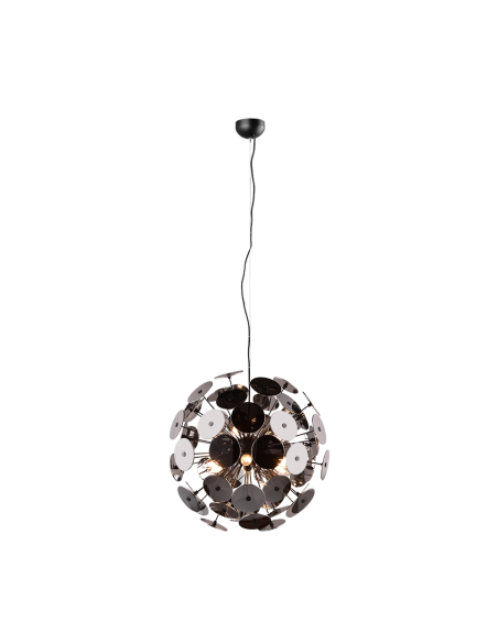 TRIO Discalgo – Suspension 6xE14, max. 40W, design effet pissenlit, finition noir mat et chrome